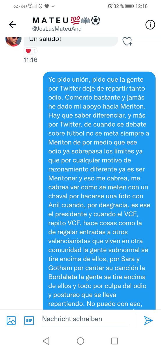 MGG68's tweet photo. Mi respuesta a un aficionado que con educación me ha escrito por privado. #SóloElValenciaCFyNadaMás https://t.co/zWyUIsX99H