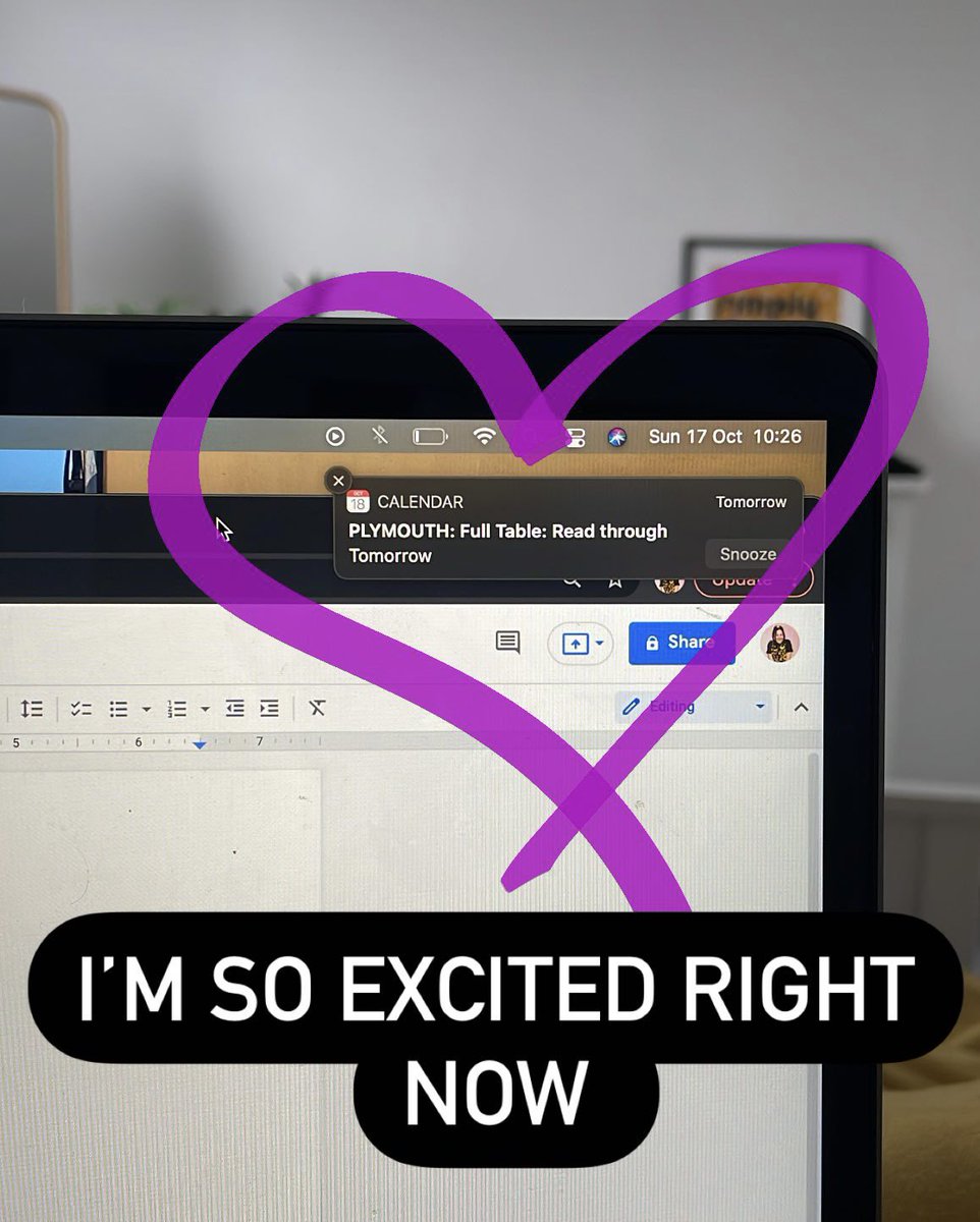Coming back to Plymouth tomorrow to start rehearsals for my new show. I am scared, excited, need to poo kinda happy but also thinking what if it’s not good enough feeling but it’s okay because I am confident in my story. Hehehe