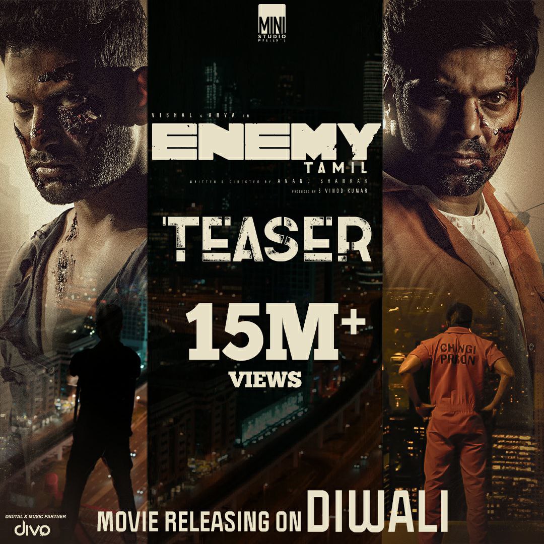 Tamiltvschedule's tweet photo. #EnemyTeaser Hits 15M Views !!
https://t.co/K2Hx3P9ivH
#Vishal @VishalKOfficial @arya_offl @anandshank @vinod_offl #EnemyDeepavali #Enemy #EnemyDiwali #Vishal32 https://t.co/5hITEiTLJr
