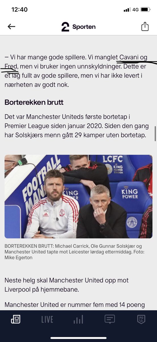Store mangler i et lag som har brukt mer enn alle konkurrentene sine siste 5-6-7 årene.😅 Cavani veldig god men ikke fast i det hele tatt. Fred, ikke veldig god? Solskjær er en som syter hele tiden. Snakka om stopperkrise også, Lindeløf og Maquire starta, Bailly på benken.
