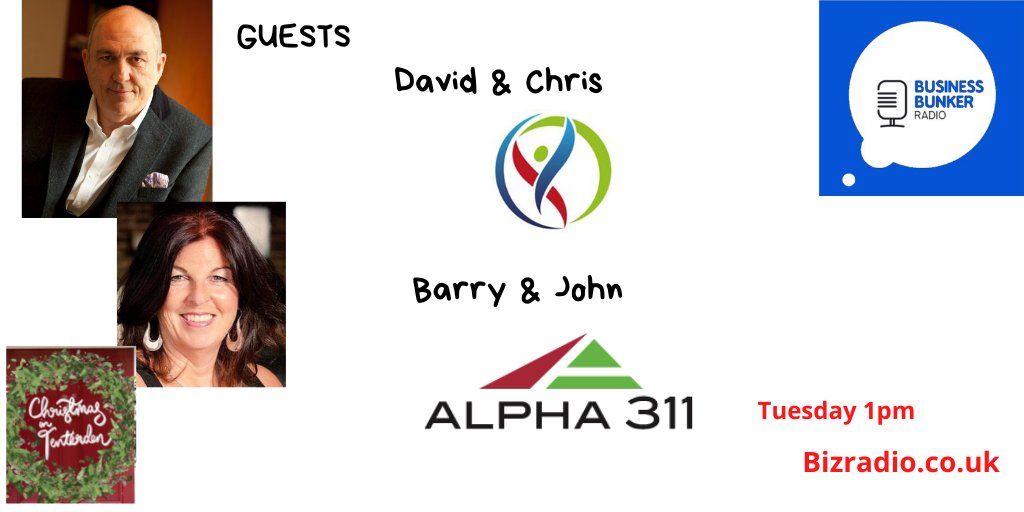 With me &amp; Jules on Tuesdays #BBunker Radio Show our guests are 

David &amp; Chris <a href="/CityWayOst/">City Way Health</a>

Barry &amp; John <a href="/311Alpha/">Alpha 311</a>

Show sponsor <a href="/xmasintenterden/">christmasintenterden</a>

All the details here ==> buff.ly/2iSC6Wq