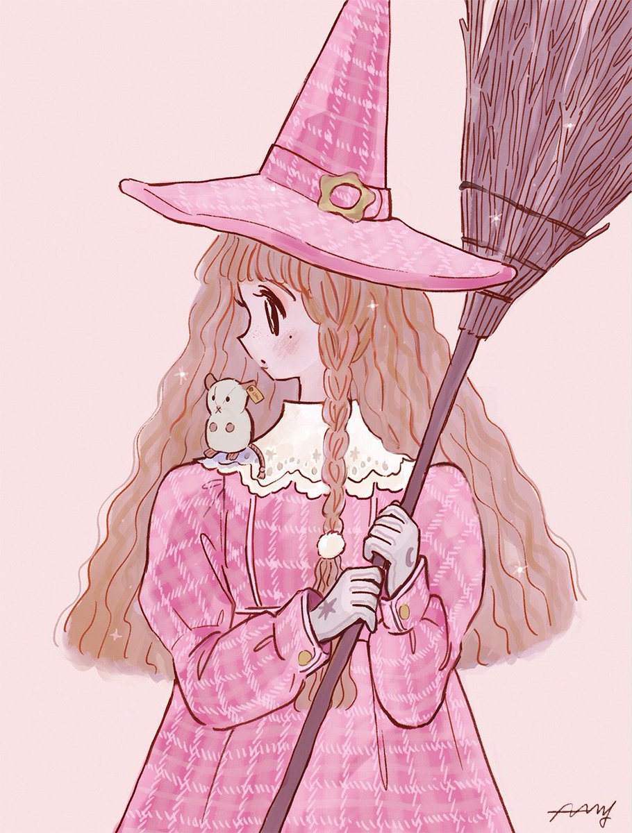 1girl long hair hat scarf witch hat solo bangs  illustration images