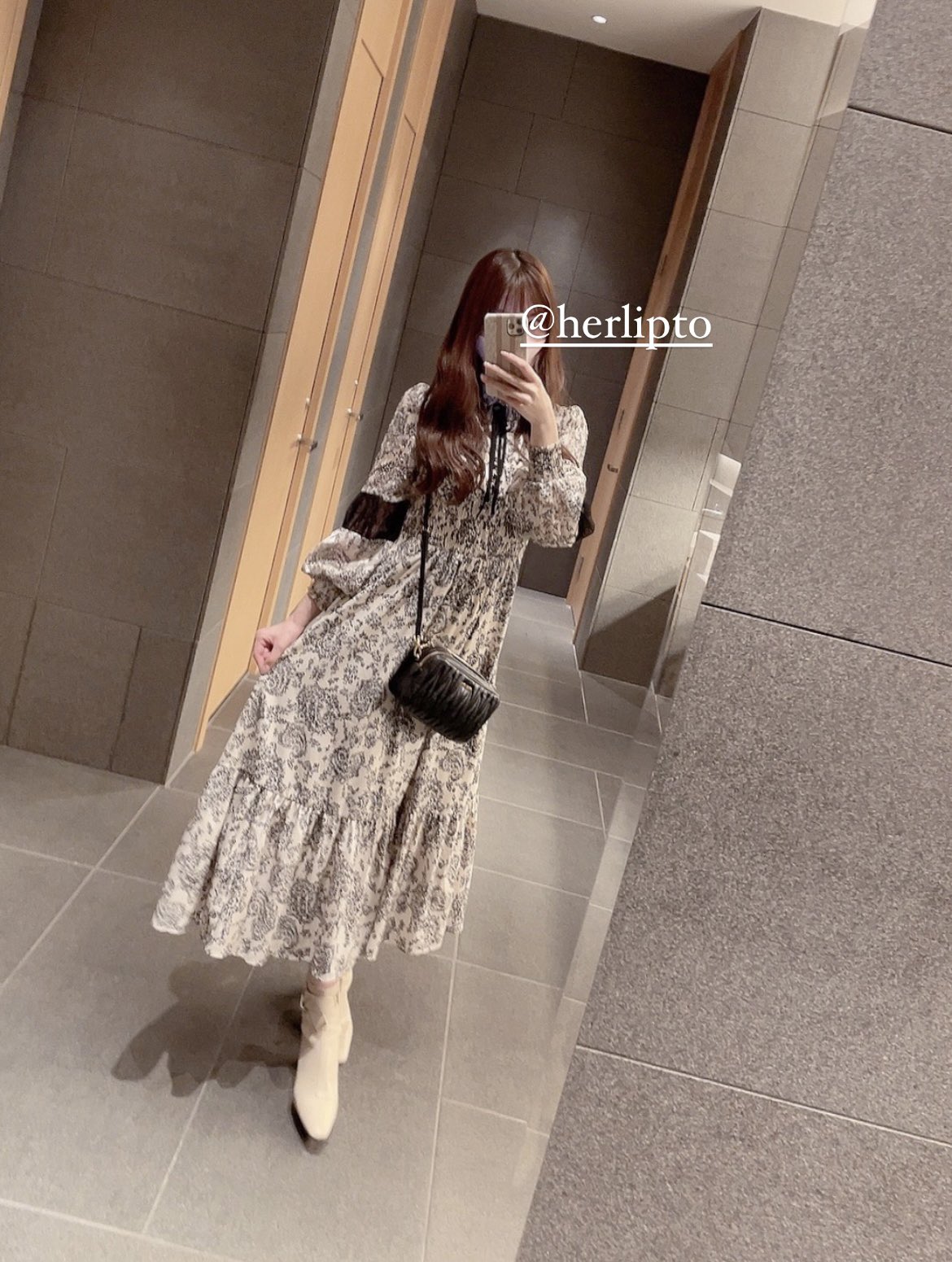 Herlipto Winter Floral Long-sleeve Dress