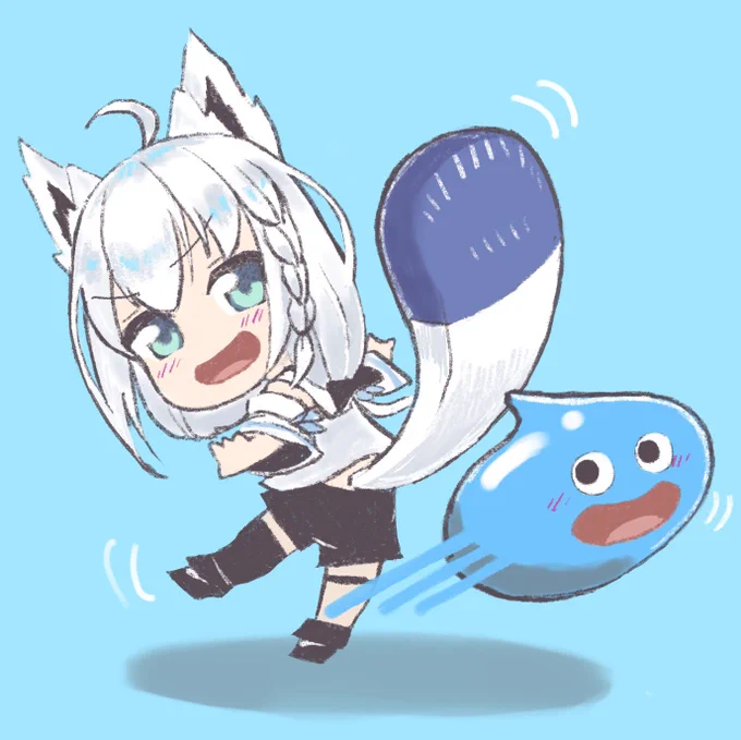 #絵フブキ
スラもり懐かしすぎる〜
みんなももんじゃの尻尾つけてんのが可愛いのよね 