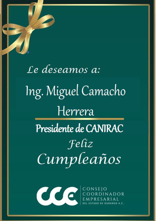 CCEDGOMX's tweet photo. El día de hoy, nuestras felicitaciones a @miguelherredgo presidente de @CaniracDgo por su cumpleaños!! Felicidades!! Un fuerte abrazo!!! https://t.co/6tMT7dTW2G
