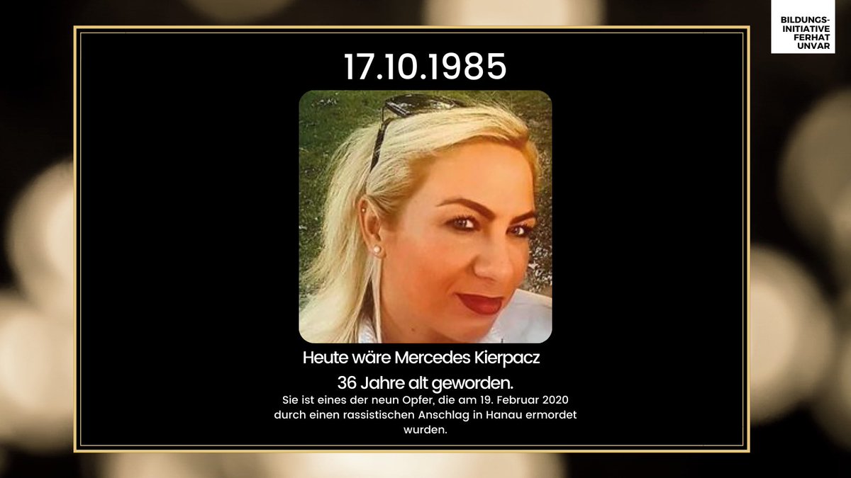 Heute wäre Mercedes Kierpacz 36 Jahre alt geworden. Mercedes ist eines der neun Opfer, die am 19. Februar 2020 durch einen rassistischen Anschlag in Hanau ermordet wurden. 

#saytheirnames