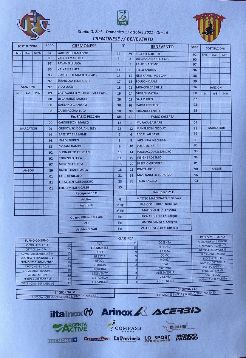 GiBifulco's tweet photo. @USCremonese 
@bncalcio 
#Scouting @Lega_B https://t.co/XLZ7C7GFaQ