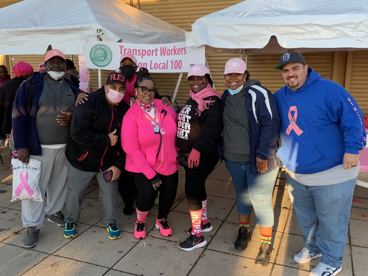 TWULocal100's tweet photo. Ready to #makestrides against #breastcancer here in the #bronx ⁦@CentralLaborNYC⁩ ⁦@AFLCIO⁩ ⁦@NYSAFLCIO⁩ #essentialworkers https://t.co/zLSAH1jnxj