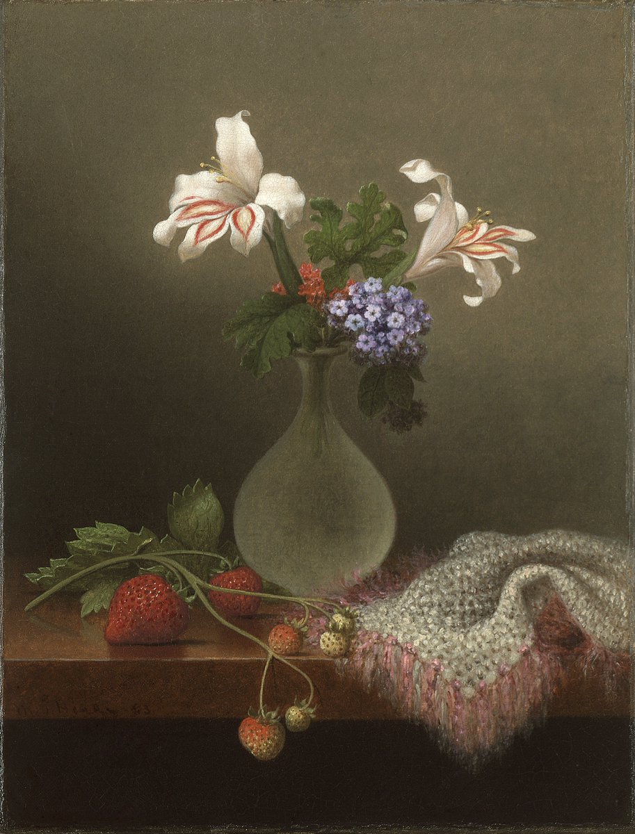 LordFredericLe1's tweet photo. This is Martin Johnson Heade's amazing 1863 painting, A Vase of Corn Lilies and Heliotrope!! #Art #Fineart #Victorian #painting #Stilllife #Artist #Heade #HudsonRiverSchool https://t.co/daM0GzRM8s