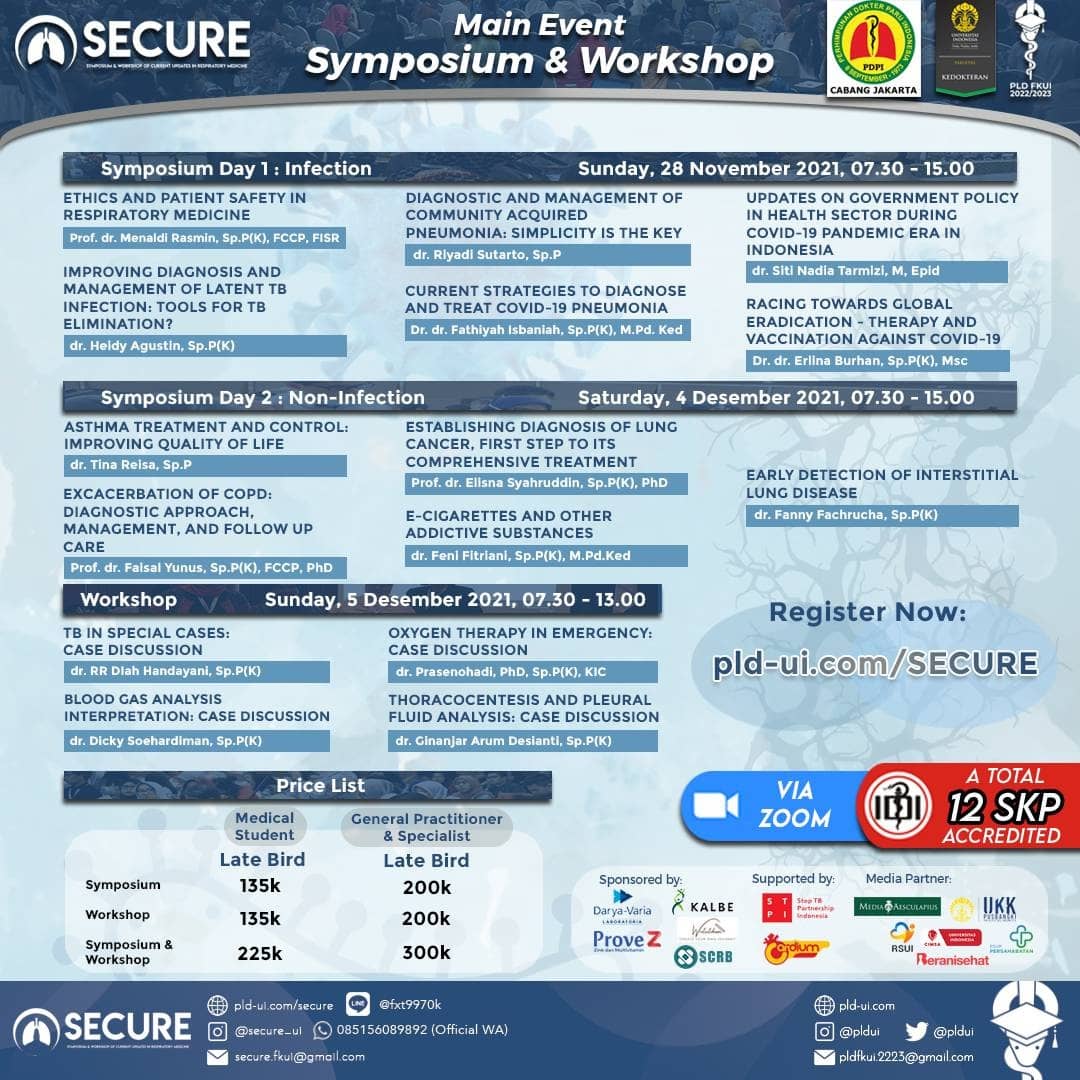 pldfkui's tweet photo. [The 5th SECURE Main Event]

Date: Sunday, 28 November 2021 and 4-5 December 2021
Time: 07.30 – 15.00
Via: Zoom Meeting

For more information:
IG: @SECURE_UI
Web: https://t.co/zWoZdQ8c67
Whatsapp: 085156089892

#PLDUI https://t.co/iFPBmHJH0i https://t.co/TXiTJcXBnr