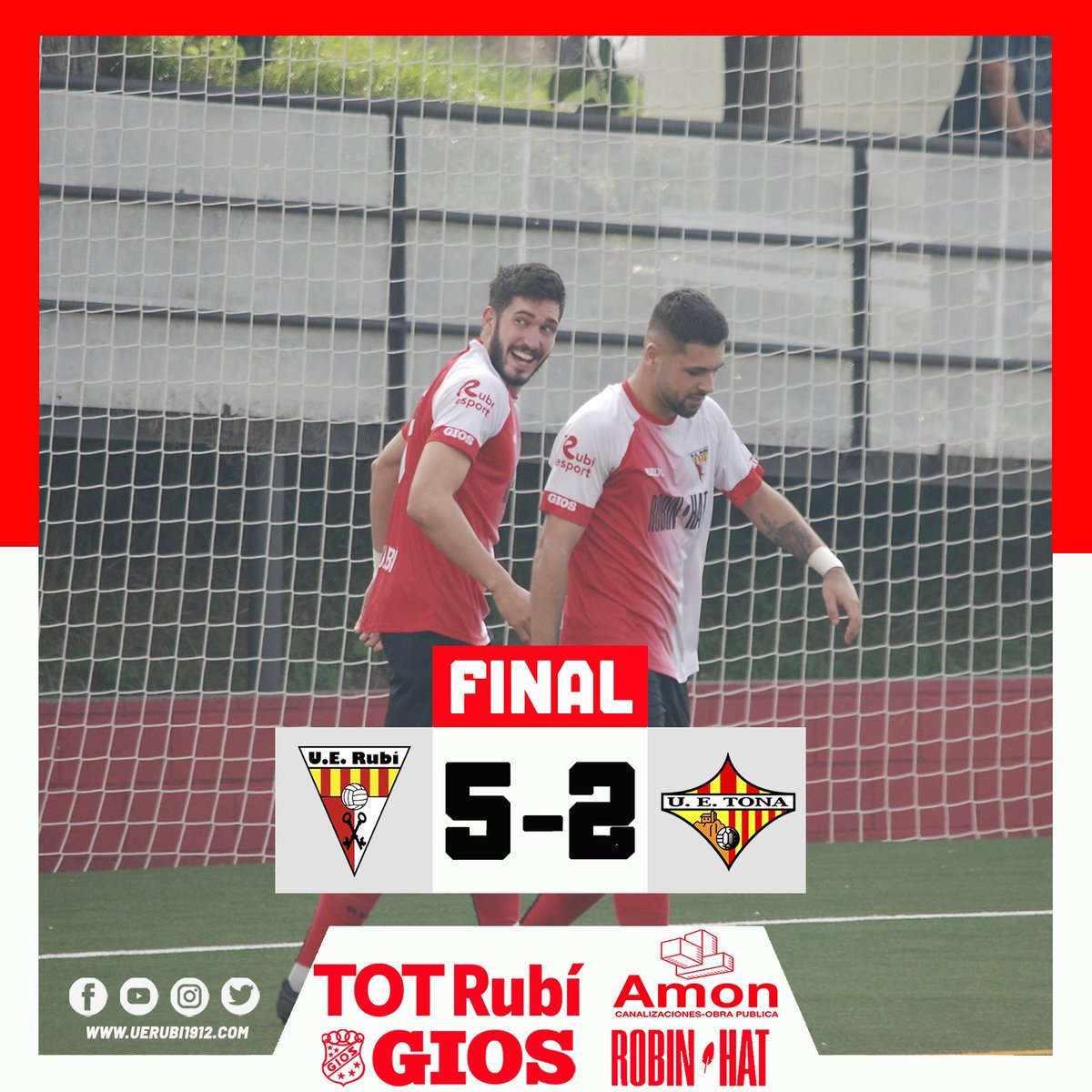 𝗘𝗟 𝗣𝗥𝗜𝗠𝗘𝗥 ➕3⃣ 𝗗𝗘 𝗟𝗔 𝗧𝗘𝗠𝗣𝗢𝗥𝗔𝗗𝗔!

La Unió Esportiva Rubí s’imposa amb contundència a la <a href="/FundacioUETona/">UE Tona</a> per 5️⃣-2️⃣ i aconsegueix la primera victòria de la lliga en aquesta nova etapa.

A continuar creixent, a continuar sumant, a continuar donant-ho tot!