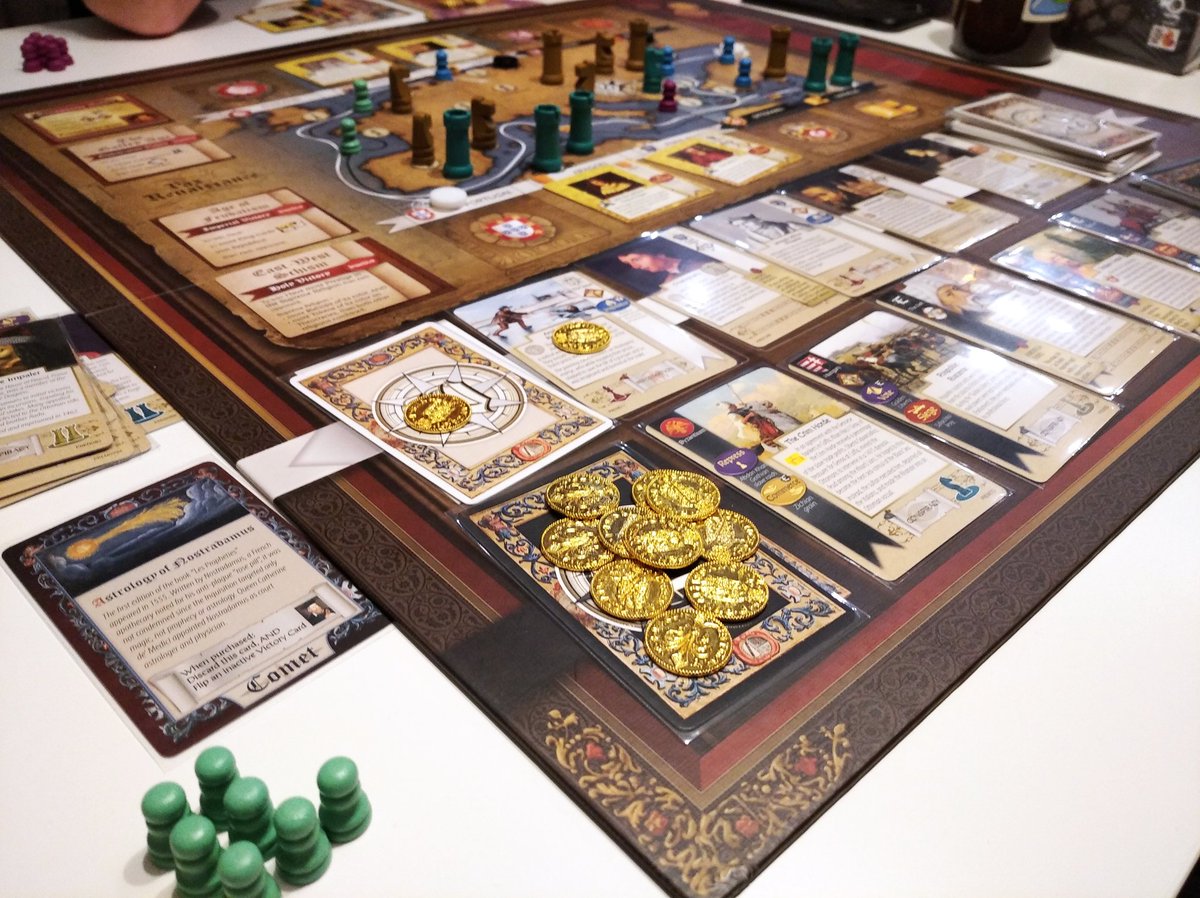 Pax Renaissance, first game with 3 players. Game looks amazing on table and gameplay is really intriguing. There is do much to explore here.