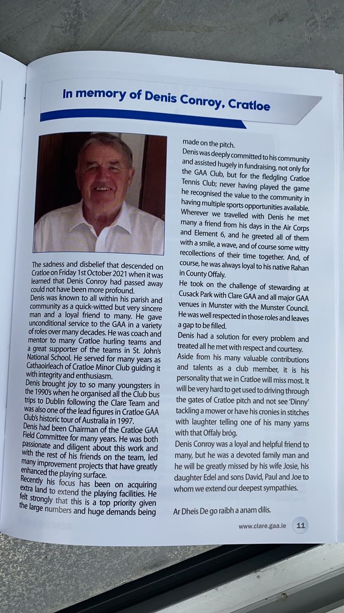 A tribute to the late, great Denis Conroy in this weekends bumper match programme. 💙🤍