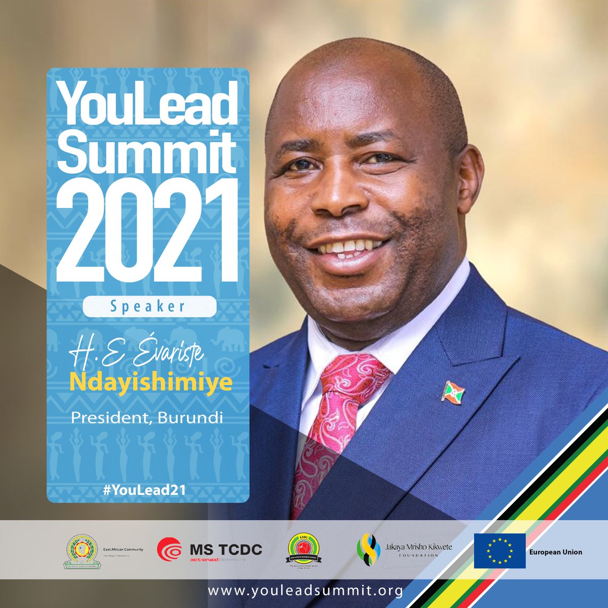 OneYoungAfrica's tweet photo. C'est un honneur pour nous d'annoncer que Son Excellence Évariste Ndayishimiye, Président de la République du Burundi est un conférencier d'honneur au #YouLead21 https://t.co/lTUtY0xqsh