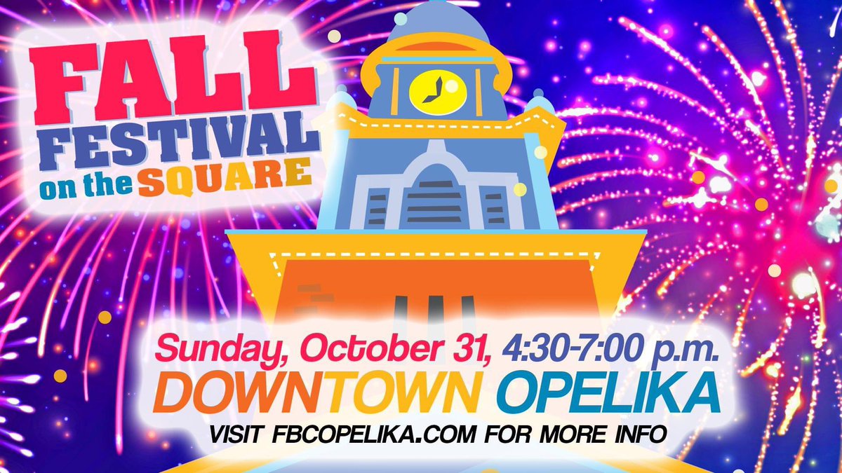 FALL FESTIVAL: Join us Sunday, October 31! Fireworks, candy, BMX Stunt Team and more! All ages. For more info visit fbcopelika.com/fallfestival.