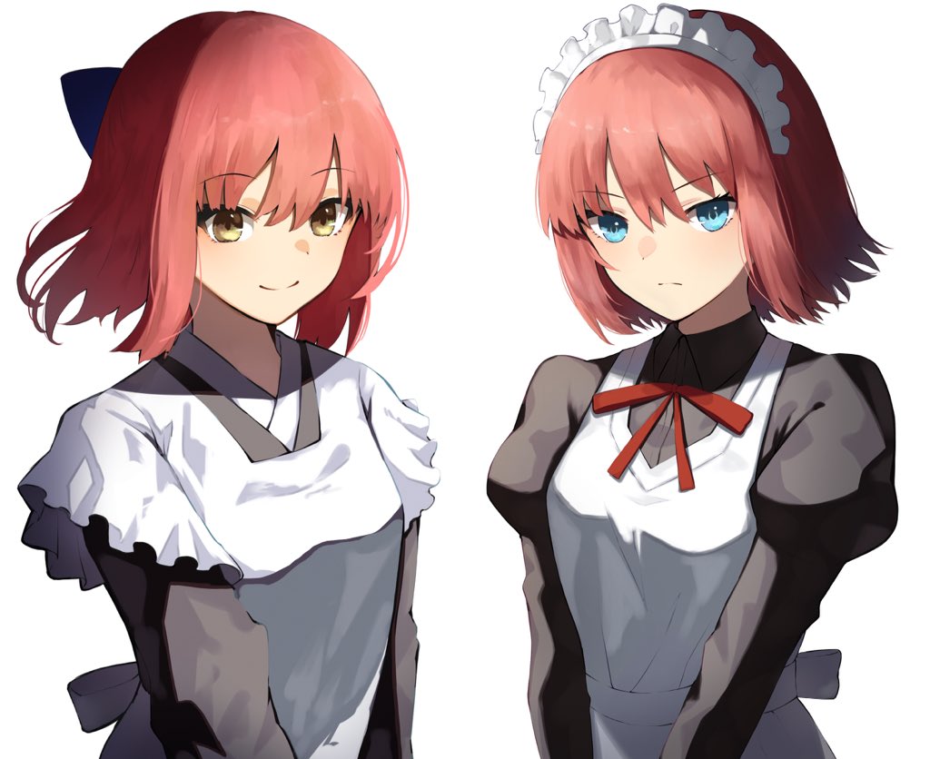 hisui (tsukihime) ,kohaku (tsukihime) multiple girls 2girls siblings apron maid headdress sisters blue eyes  illustration images