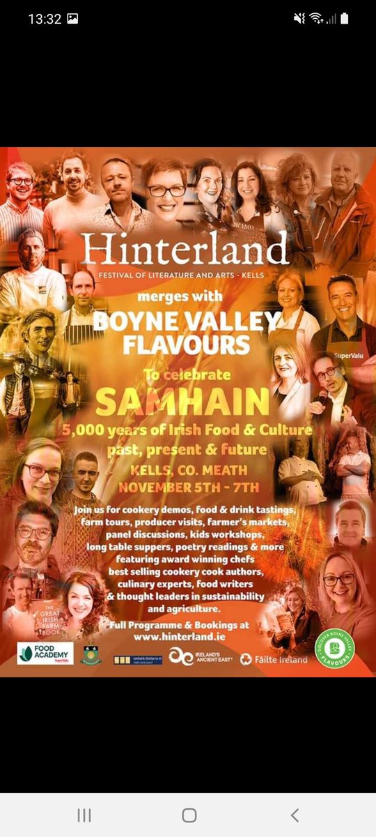 HinterlandKells's tweet image. What a line-up for this year's #Samhain2021! The very best chefs, food producers &amp;amp; writers and it's all happening in Kells 5th - 7th Nov. Get your tickets now: hinterland.ie/m-10-hinterlan…