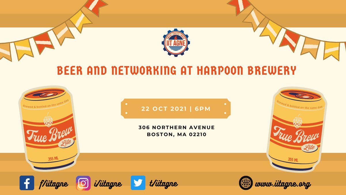 Join us for our upcoming networking event on next Friday at Harpoon Brewery, Boston. 
Only Limited seats available. Register now at 
iitagne.org/events-grid-2/