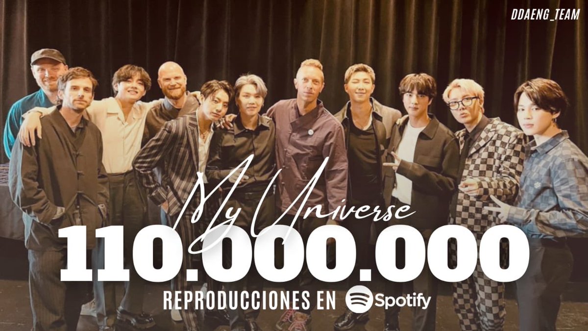 ddaeng_team's tweet photo. 'My Universe' de #ColdplayXBTS ha superado los 110 Millones (+110.473.889) de reproducciones en sp0tify

📍https://t.co/o8eBoNawWS…

(@BTS_twt) https://t.co/f1XVqHG43C