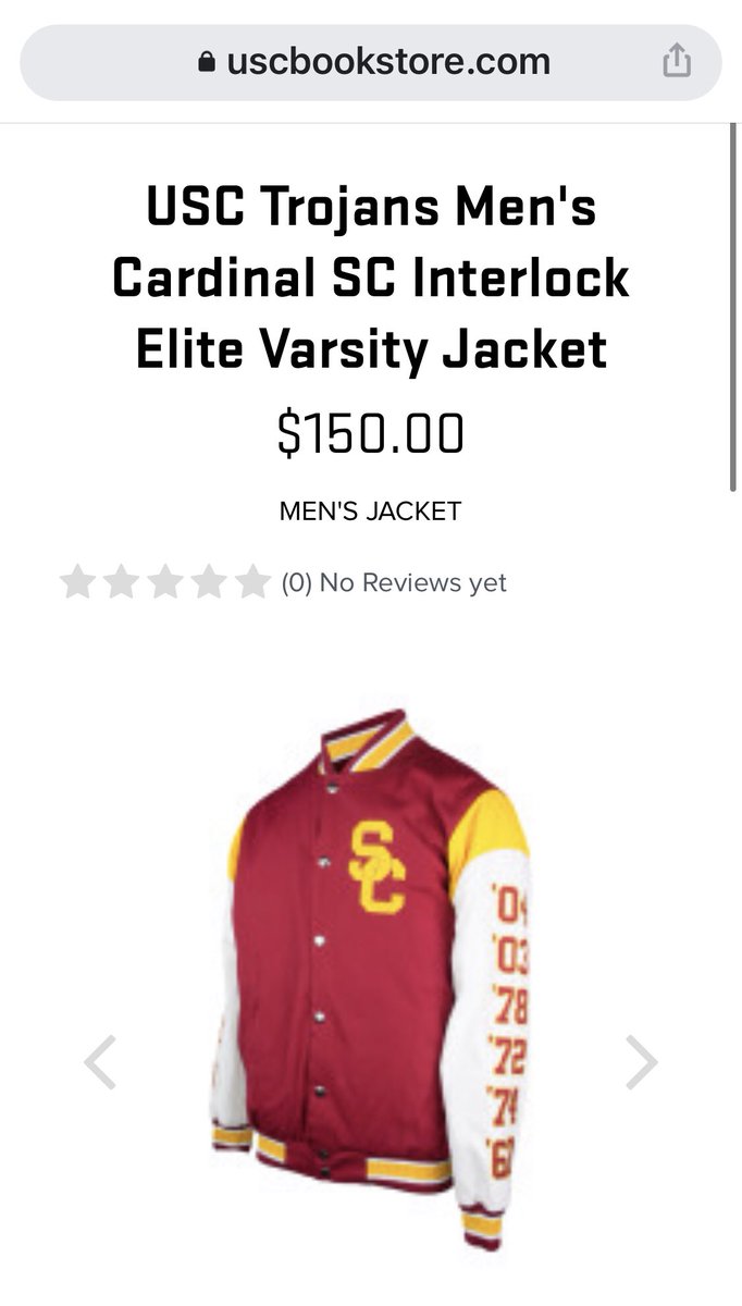 I was hesitant to get this USC jacket because they only have it in men’s size but was inspired by <a href="/MileyCyrus/">Miley Cyrus</a>. They don’t ship internationally unfortunately so had to get someone to get it for us when I’m outta the country.