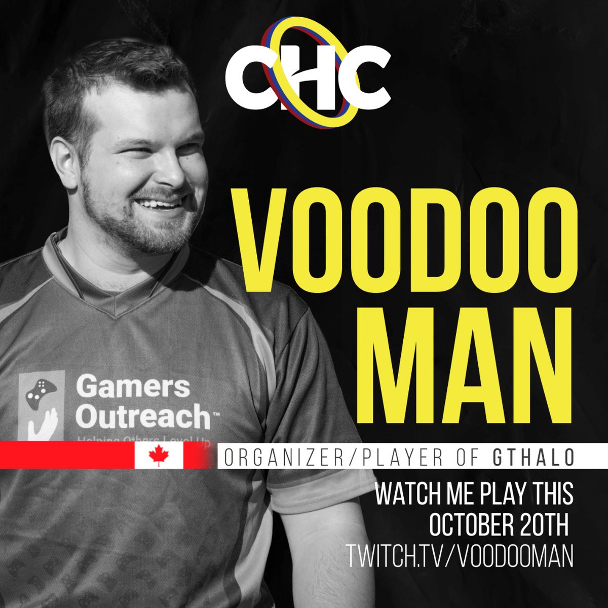 Presentando a los Jugadores del próximo HCS Worldwide Playdate. 

#1 🇨🇦
Directamente desde Canadá. La mente maestra detrás de todo esto @MartinOmes, Organizador y jugador de @GTHalo. 

Say Hi To Martin! 
twitch.tv/V0odooman