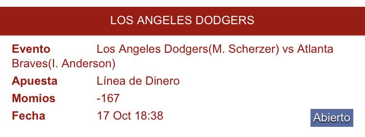 StatisticsPicks's tweet image. Esta es la apuesta fuerte del día. Venga Dodgers 🙌🏻