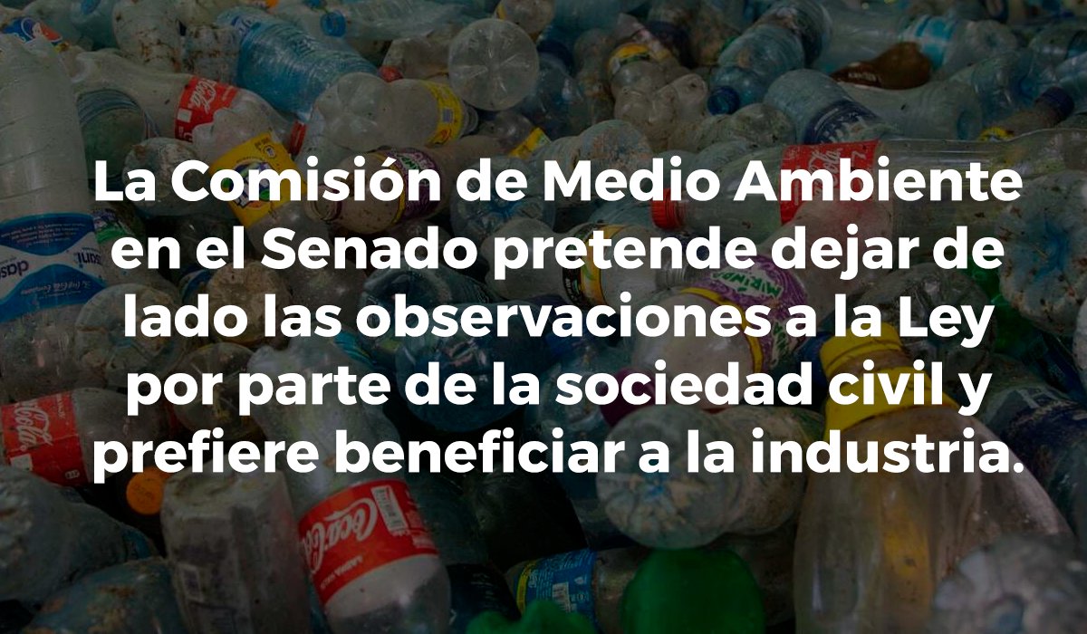 La Comisión de #MedioAmbiente del #SenadoMexicano pretende aprobar el lunes un dictamen de plásticos que daña al medio ambiente y sólo beneficia a las empresas. Senadores y Senadoras NO APRUEBEN este dictamen, es tiempo de que escuchen las demandas de la sociedad y los expertos.