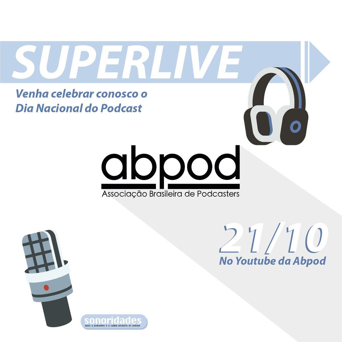 ✅ Convite #SuperLive Abpod;
🗓 21/10 (quinta) é o Dia Nacional do Podcast e estaremos com muita gente massa p papear sobre o que der na telha;
🕖 19h às 21h;
📺 No Youtube da Abpod: youtube.com/c/ABPod
(Segue o fio…)