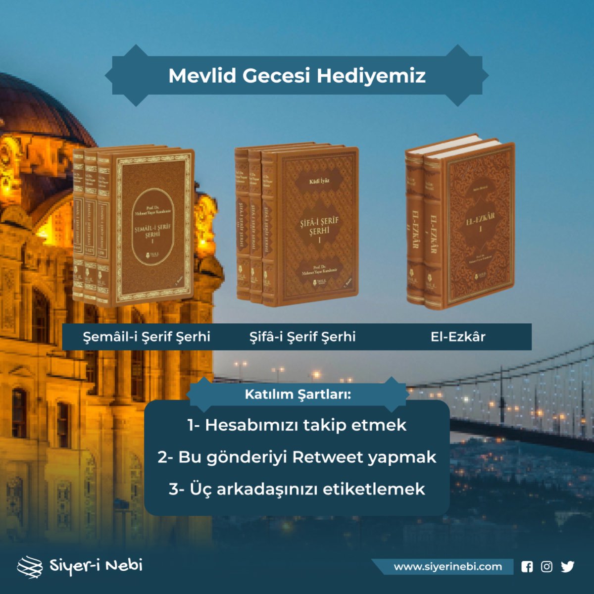 Mevlid-i Nebî Gecesi Hediyemiz

En güzel örneğimiz,nur yüzlü kandilimiz,Sevgili Peygamberimizin yeryüzünü şereflendirdiği mübarek Mevlid Gecesinin tüm İslam alemine sıhhat,selamet ve afiyetler getirmesini temenni ediyor, dualarınızı bekliyoruz.
Son Katılım Tarihi: 24.10.21 22.00