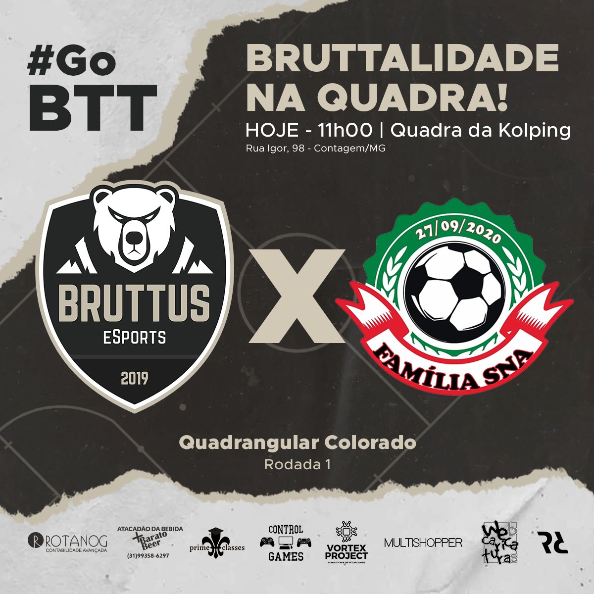 BruttuseSports's tweet photo. [Futsal] Brutalidade na quadra!

A bola já rolou para a partida entre Bruttus eSports e Família SNA pelo Quadrangular Colorado!

Nossa equipe busca estrear com vitória e dar o primeiro passo para o título.

Pra cima deles! #GoBTT https://t.co/74XoDU5nVE