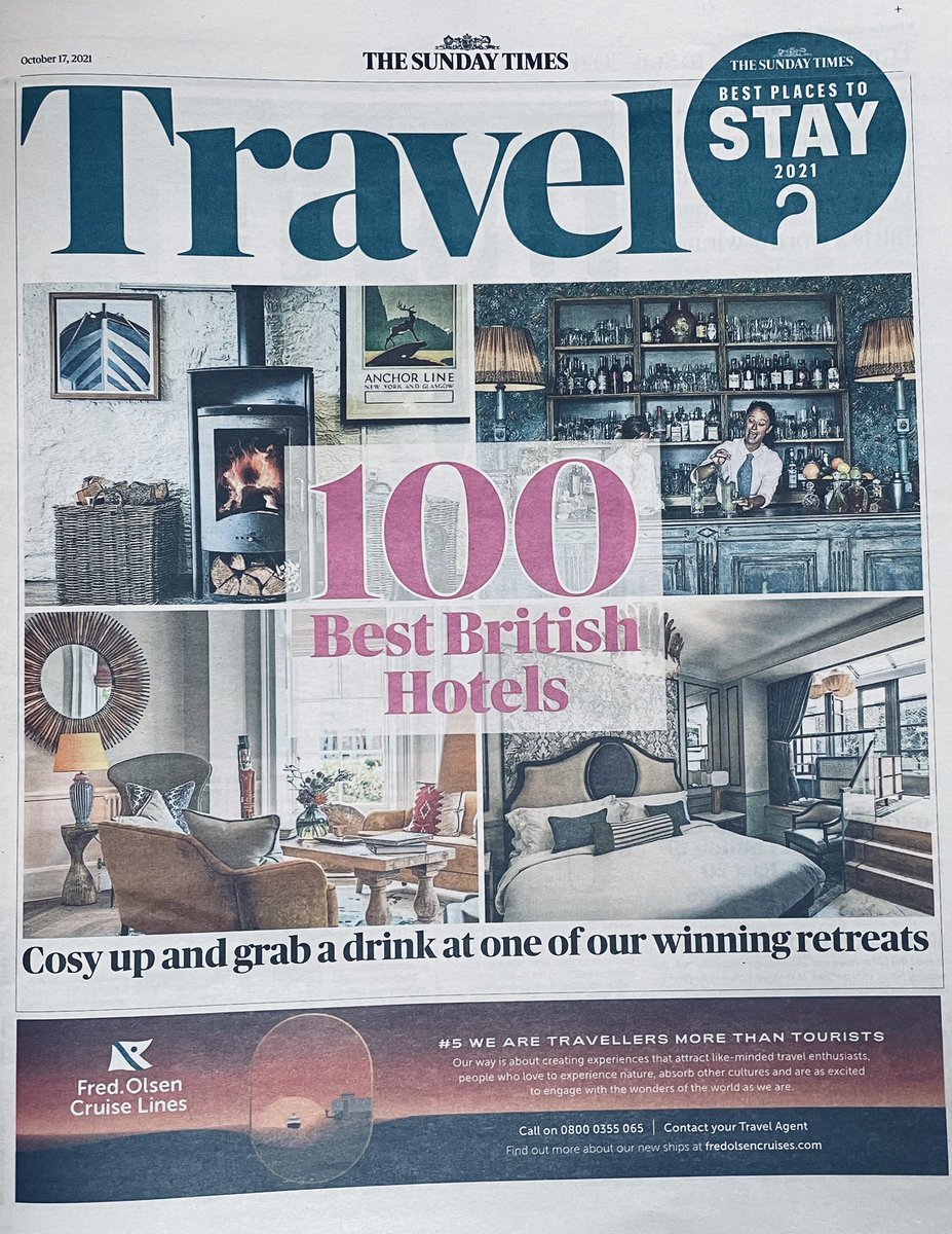 pierhousehotel's tweet photo. We are thrilled to be included in @thesundaytimes ‘100 Best British Hotels.’ Our roaring fire even made the front cover! 
#bestplacestostay #pierhouseperfect
https://t.co/4UCGUyIyEa https://t.co/bNvftZFMpA