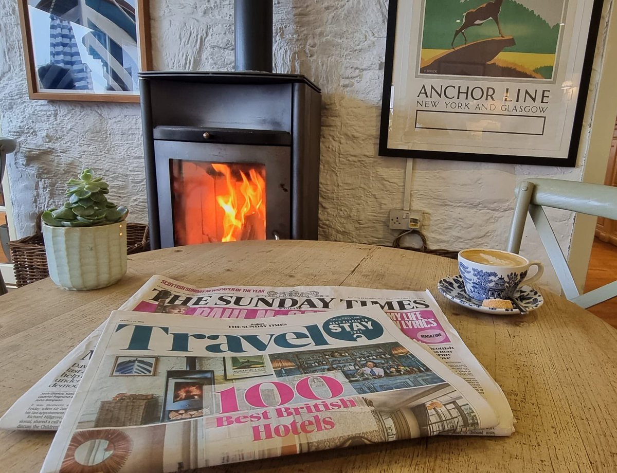 pierhousehotel's tweet photo. We are thrilled to be included in @thesundaytimes ‘100 Best British Hotels.’ Our roaring fire even made the front cover! 
#bestplacestostay #pierhouseperfect
https://t.co/4UCGUyIyEa https://t.co/bNvftZFMpA