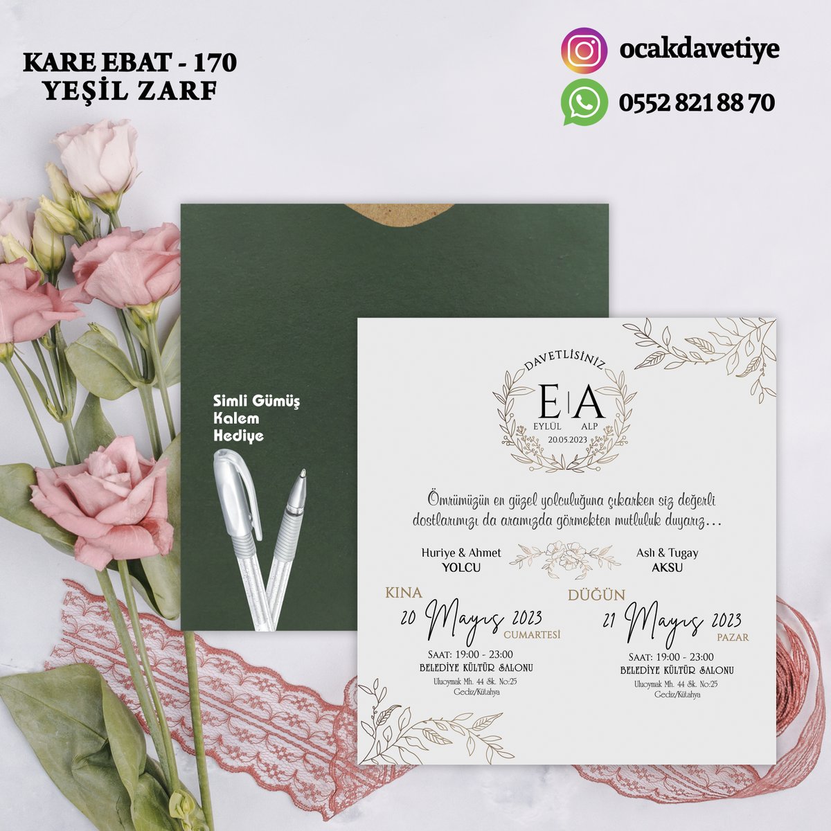 Sipariş için WhatsApp'tan iletişime geçebilirsiniz.
WhatsApp: 0552 812 88 70

#ucuzdavetiye #davetiye #davetiyemodelleri #dugundavetiyesi #ocakdavetiye  #sünnet #nişan #nikah #düğün #kına #evlilik #nikahşekeri #magnet #davetiyeci #davetiyem #davetiyeler #wedding #invitation