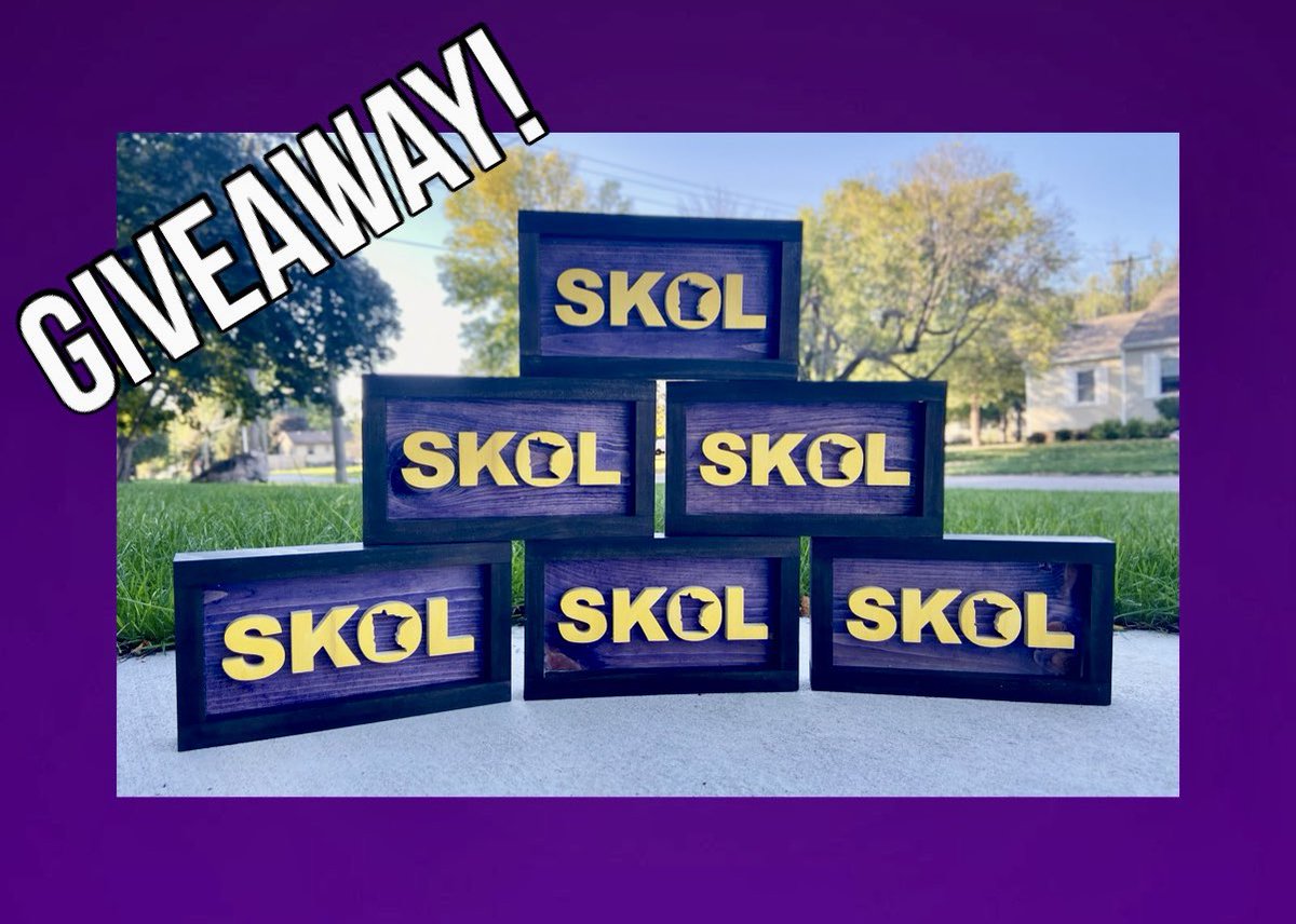 thatsbadassmn's tweet image. 🏈GAME DAY GIVEAWAY🏈

I’m going to be choosing two(2) random #Vikings fans who LIKE and RETWEET this post to win a handmade wooden #SKOL piece!

To Enter:
1. Like and RT this post
2. Tag some Vikings fans below
3. Follow me

Winners announced via retweet tonight @ 7PM CST