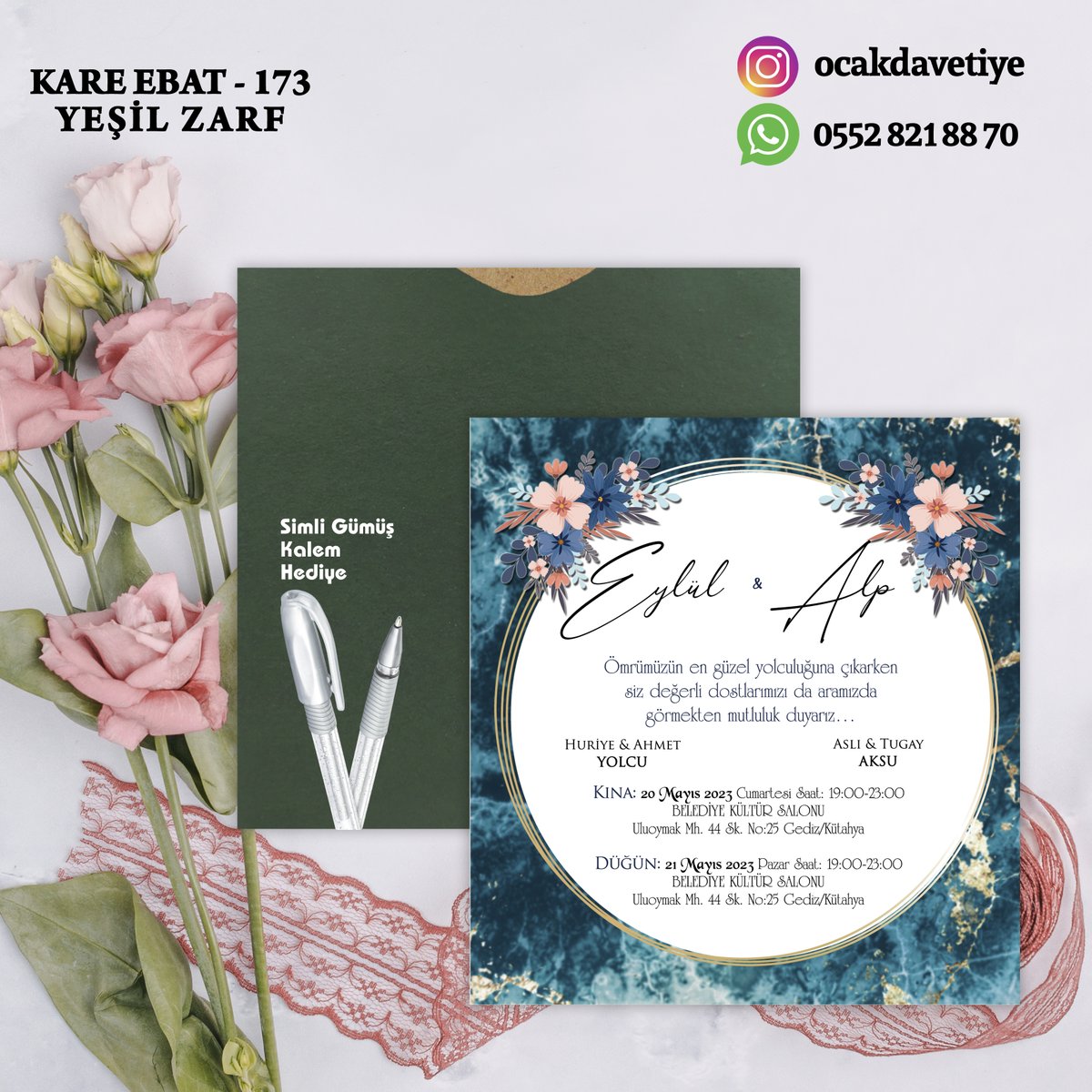 Sipariş için WhatsApp'tan iletişime geçebilirsiniz.
WhatsApp: 0552 812 88 70

#ucuzdavetiye #davetiye #davetiyemodelleri #dugundavetiyesi #ocakdavetiye  #sünnet #nişan #nikah #düğün #kına #evlilik #nikahşekeri #magnet #davetiyeci #davetiyem #davetiyeler #wedding #invitation