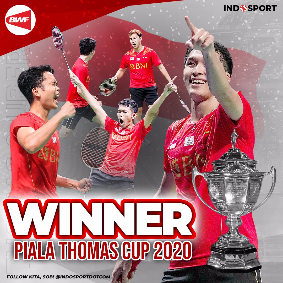 indosportdotcom's tweet photo. Terima kasih, terima kasih, terima kasih pebulutangkis Indonesia! Terima kasih, wakil Thomas Cup 2020 untuk Indonesia. Terima kasih, wakil Uber Cup 2020 untuk Indonesia. Terima kasih juga untuk support kalian! 🇮🇩🇮🇩

#FinalThomasCup #ThomasCup2020 https://t.co/nsyNmKrIZK