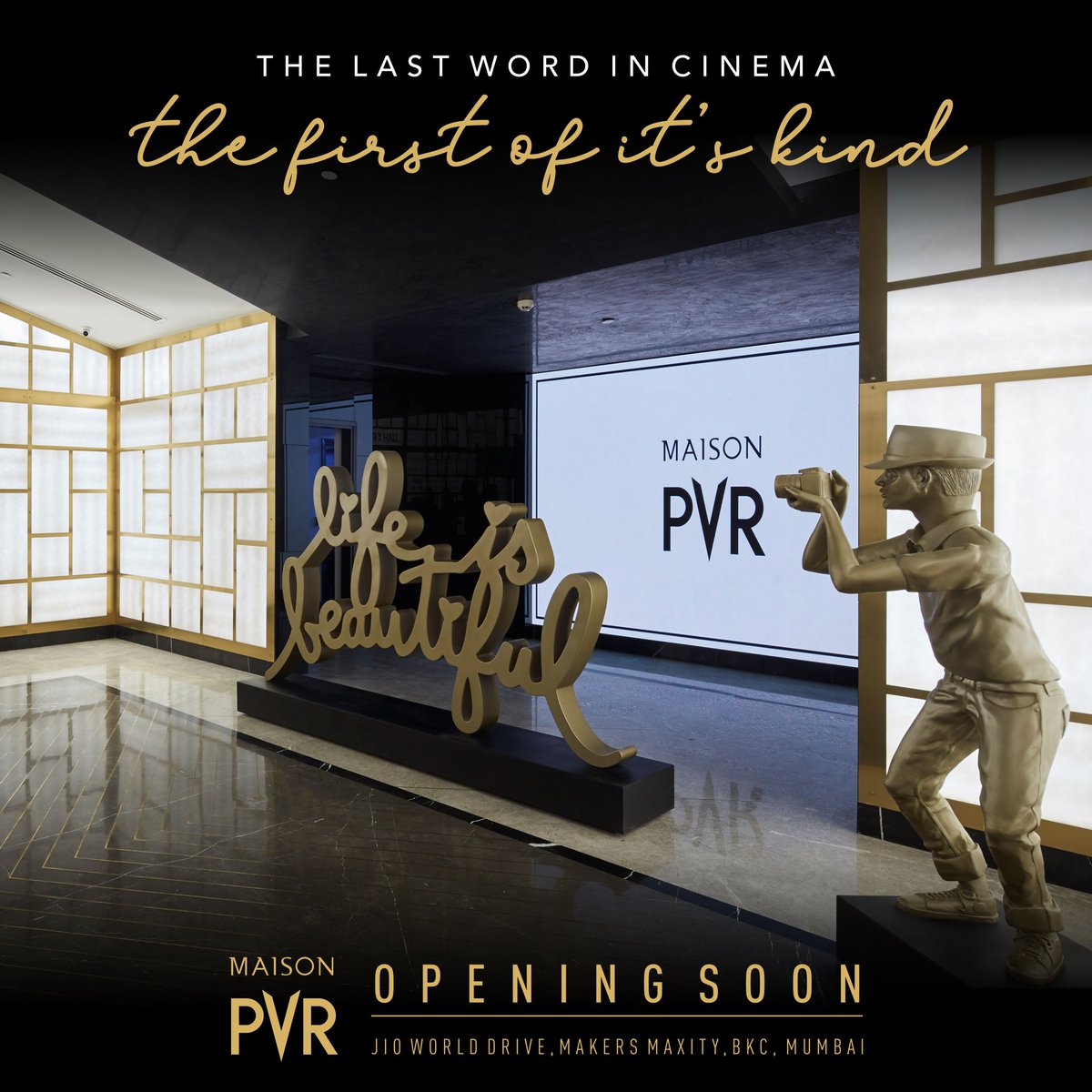 _PVRCinemas's tweet photo. Journey at #MaisonPVR begins at #TheGrandHall , a luxurious foyer with marble flooring carpet and awe-inspiring backlit alabaster panels that embrace the arrive.
Stay tuned to know more
#ComingSoon #PVR #BigLaunch #LaunchingSoon #MakerMaxity #JioWorldDrive #PVR #BackAtPVR https://t.co/tepPTg5wzN