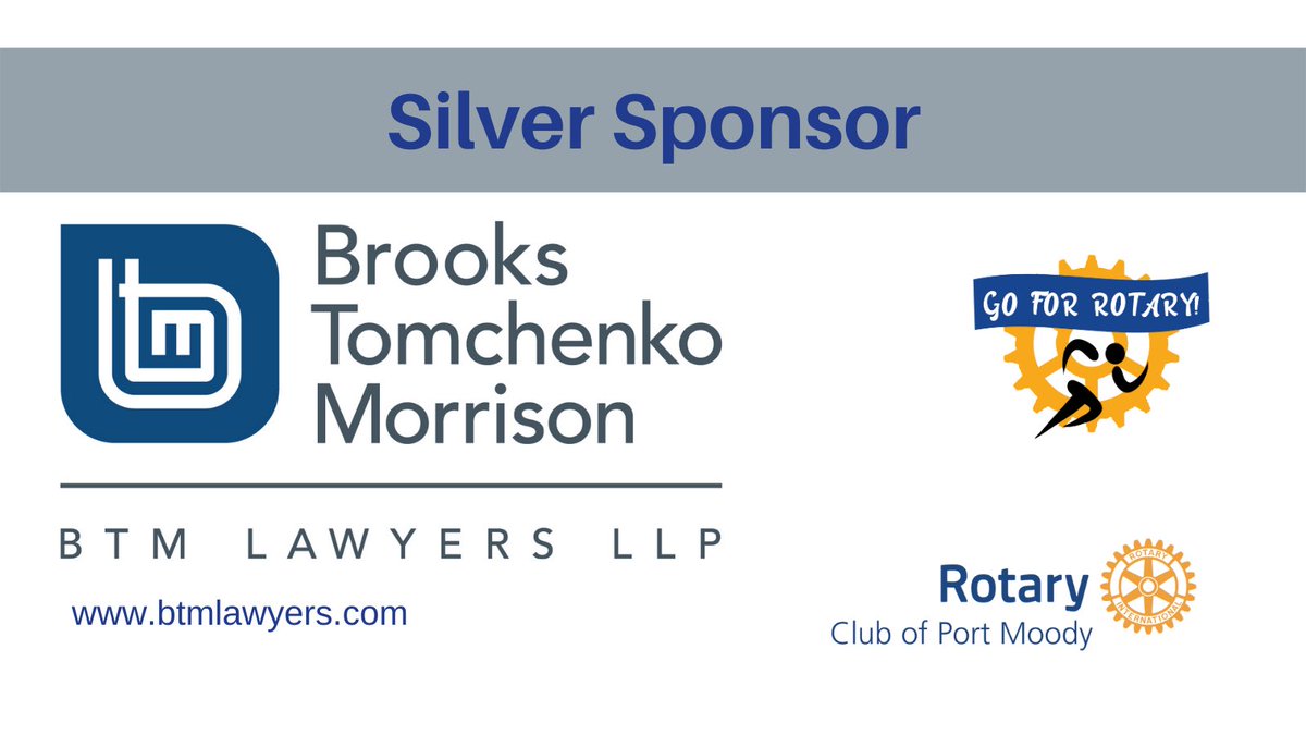 portmoodyrotary's tweet photo. #GoForRotary and the @Rotary club of #PortMoody welcome @btmlawyers as silver sponsors. Thank you BTM https://t.co/KhPaB53vwQ https://t.co/IVnWXqjNt4