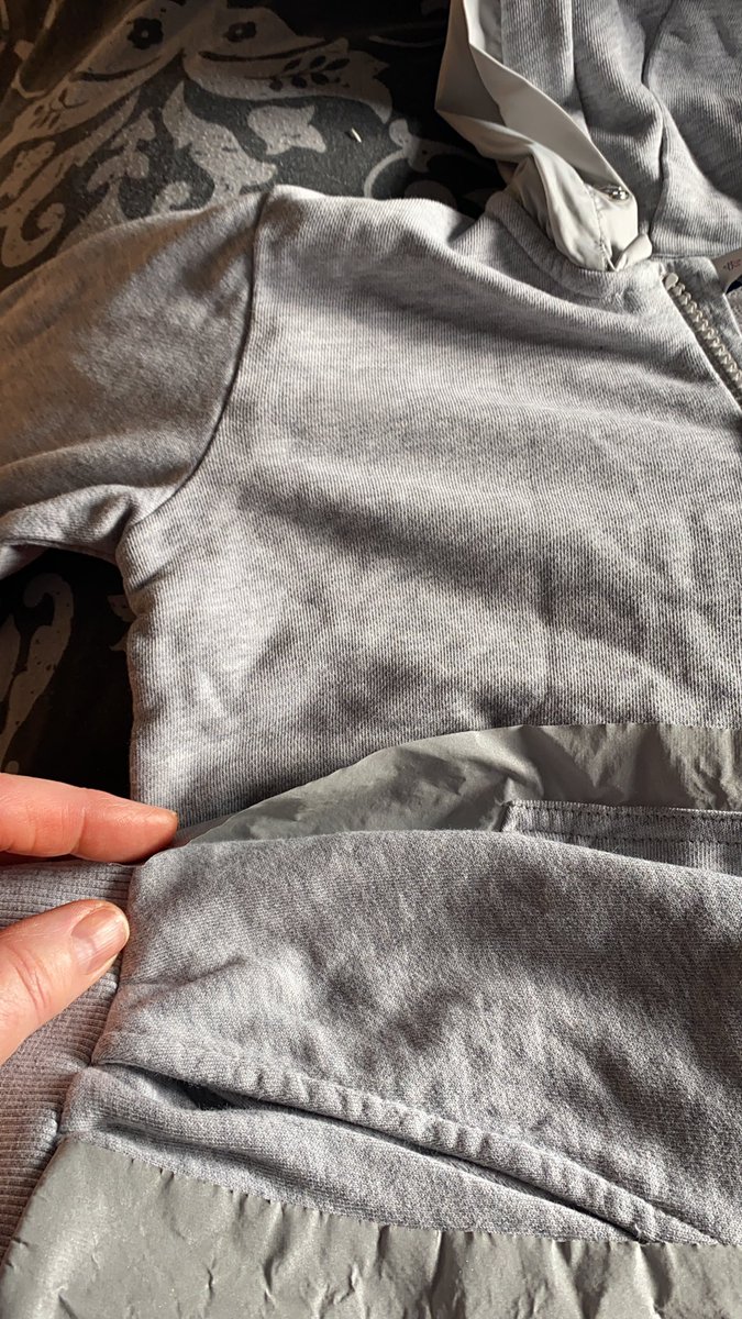 Debra19607's tweet photo. @Moncler I am very disappointed in the quality in this tracksuit I bought for my grandson , as you can see all reflecting strip is coming off not happy I thought better of moncler !!!!!! https://t.co/5pN26rMcRY