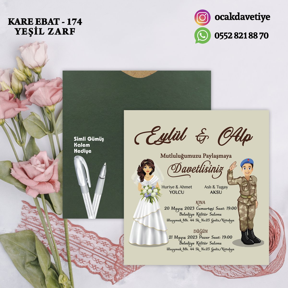 Sipariş için WhatsApp'tan iletişime geçebilirsiniz.
WhatsApp: 0552 812 88 70

#ucuzdavetiye #davetiye #davetiyemodelleri #dugundavetiyesi #ocakdavetiye  #sünnet #nişan #nikah #düğün #kına #evlilik #nikahşekeri #magnet #davetiyeci #davetiyem #davetiyeler #wedding #invitation