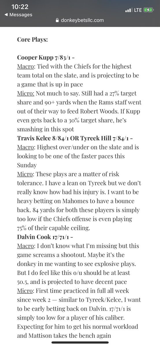 donkey_bets's tweet image. #nfl #nflpicks #GamblingTwitter plays and reasoning are on the website. These are all 6 leg parlays, receptions/carries, yards, td