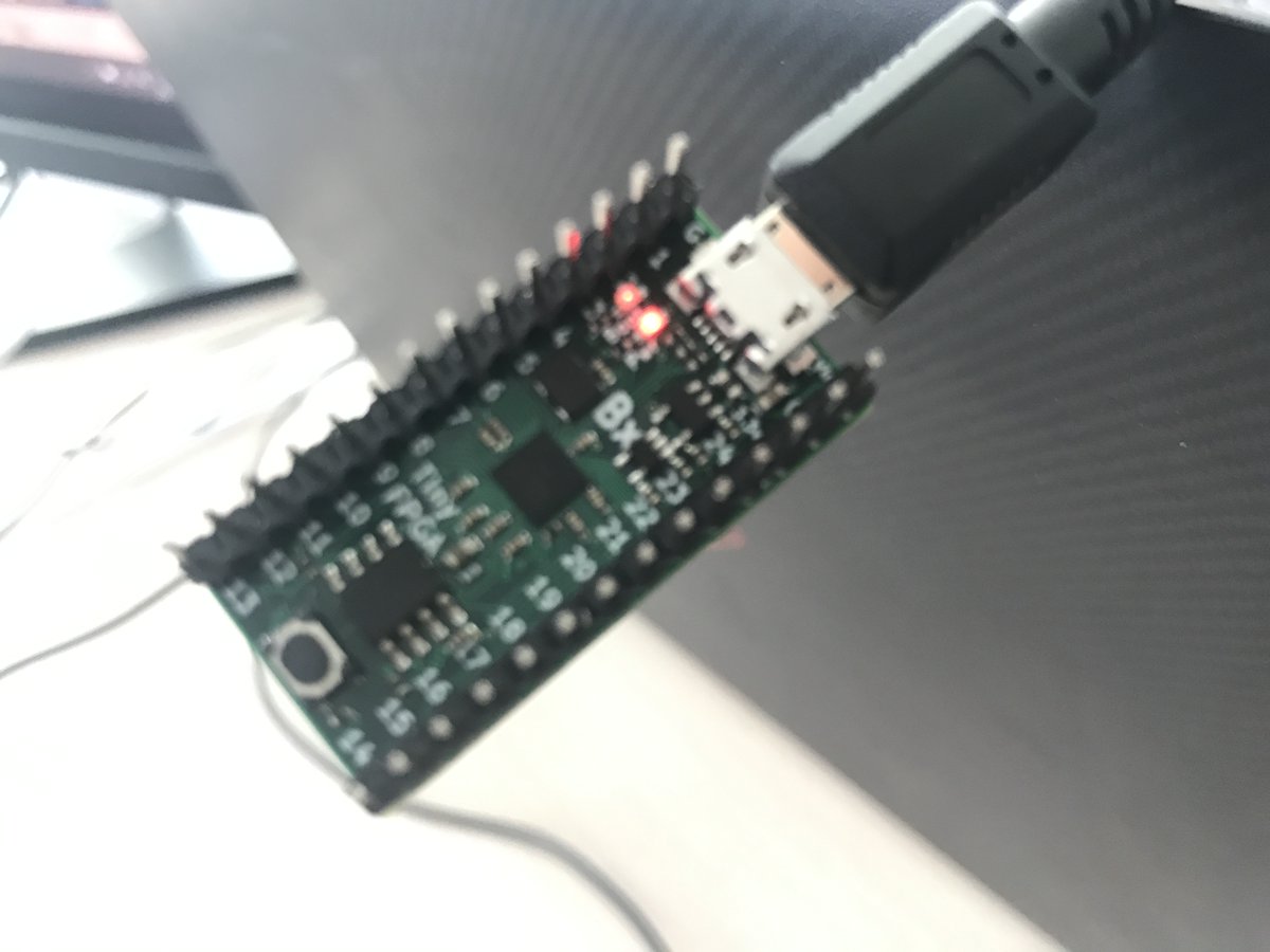 thomaswatteyne's tweet image. Look at it blink! Congrats to Alfonso Cortés demonstrating a #RISCV core running on a #TinyFPGA! Bringing hardware agility to the IoT. #SDMote  .@InriaEVA @inria_paris