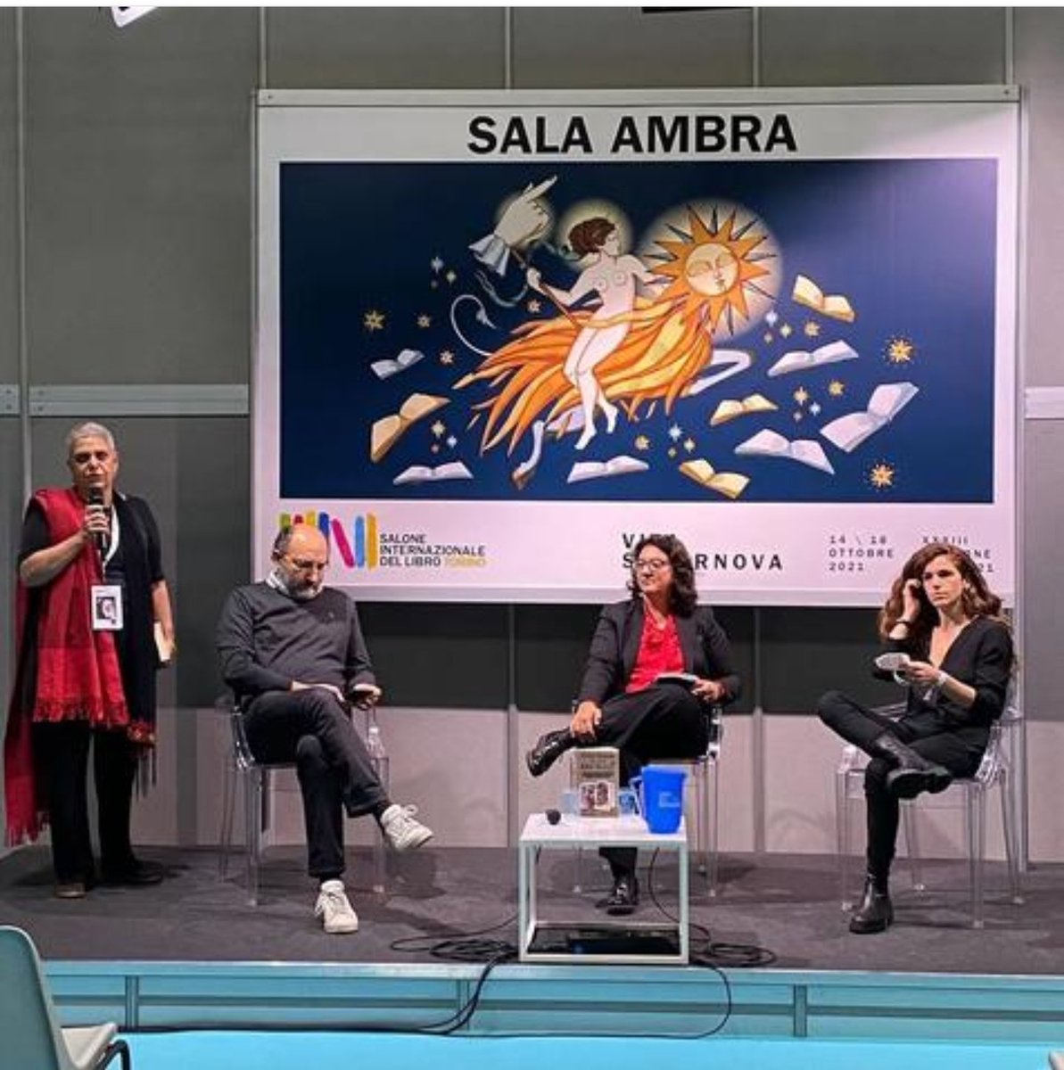 battgirl74's tweet photo. With @marcolillo and @valeria_pacelli in #Turin book talks about #Khashoggi murder editor @PaperFirst organized by @invisiblearabs and @LuciaSorbera https://t.co/fcMzLGtZWt