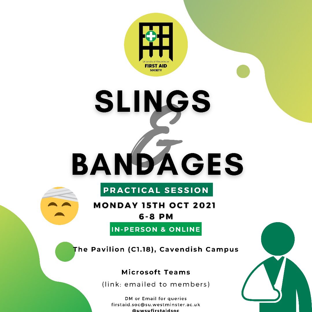 Hello everyone👋💚

This week we will be learning about how to bandage injuries on the head 🤕, leg and arm/hand.

Hope to see you there🥳 🚑 

It's not too late to grab yourself a permanent membership! 🎉
#sjastudents #firstaid