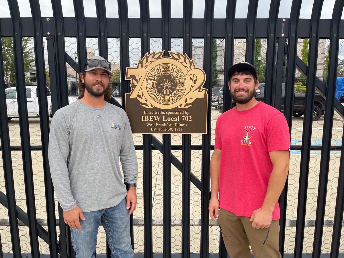 MillerMuseum's tweet photo. .@IBEWLOCAL702 (West Frankfurt, Illinois) linemen brothers Dylan Kosydor and Kyler Bosaw. https://t.co/2kgGCTAwL5