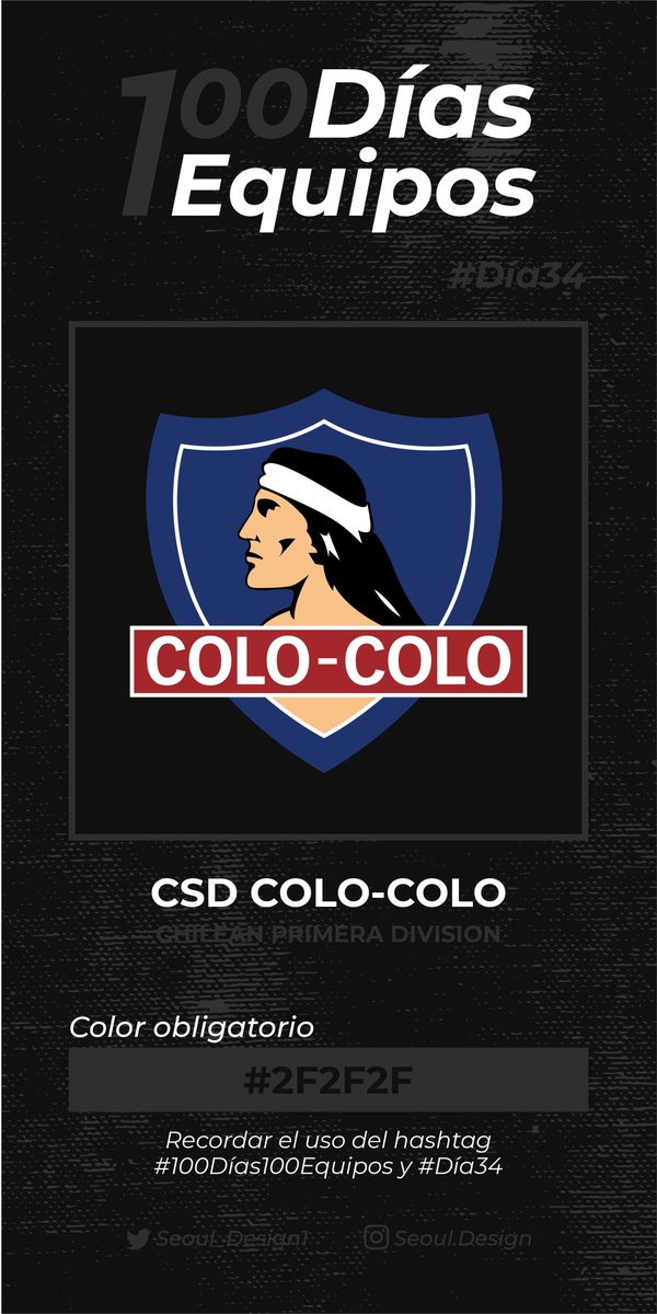 Design_Dawi's tweet photo. #100Días100Equipos #Día34

CSD Colo Colo - Chilean Primera Division

Color obligatorio: 2F2F2F

Recuerden el uso de los Hashtag https://t.co/J4IPiWn6yP
