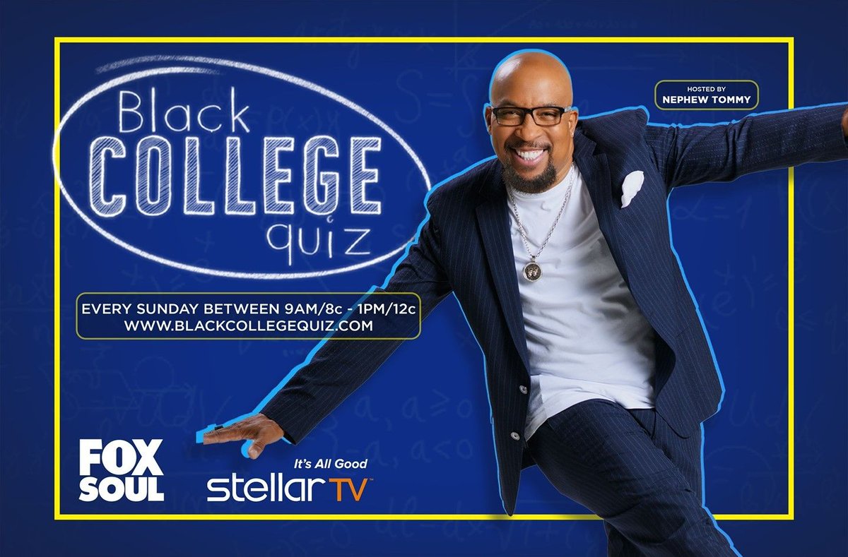 foxsoultv's tweet photo. Black College Quiz is coming to FOX SOUL! Join Nephew Tommy and our HBCU teams every Sunday during the Stellar TV Programming block from 9AM/8c - 1PM/12c right here in FOX SOUL! 
#blkcollegequiz #stellartv https://t.co/mlXUU8OdSf