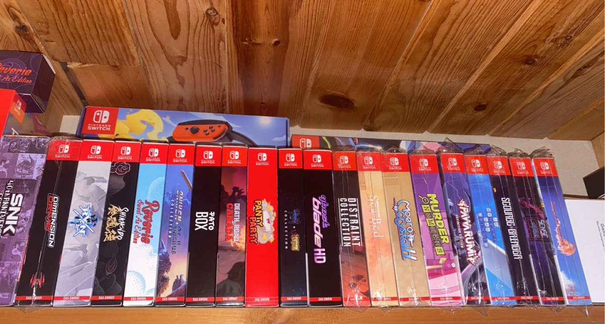 DualSenseSam's tweet photo. Complete Eas ce set @JoshuaMFrench @playasia @obakepam #switchcorps #playasia #NintendoSwitch #Nintendo #deathroadtocanada #Reverie #odallus #patobox https://t.co/MADVOuYiGK