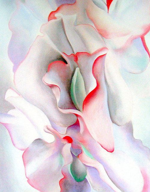 womensart1's tweet image. Pink sweet peas, 1927 by Georgia O'Keeffe #WomensArt