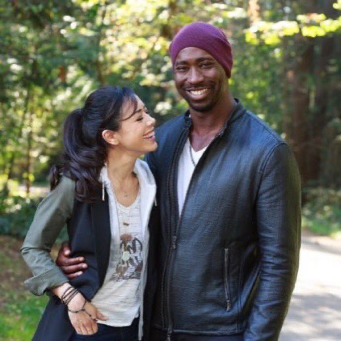 db_woodside's tweet photo. #DBWoodside &amp; #AimeeGarcia 
#Lucifer #LuciferSet #BTS #Amenadiel #EllaLopez @dbwofficial @Aimee_Garcia 😈💜 https://t.co/figqaeJBgA